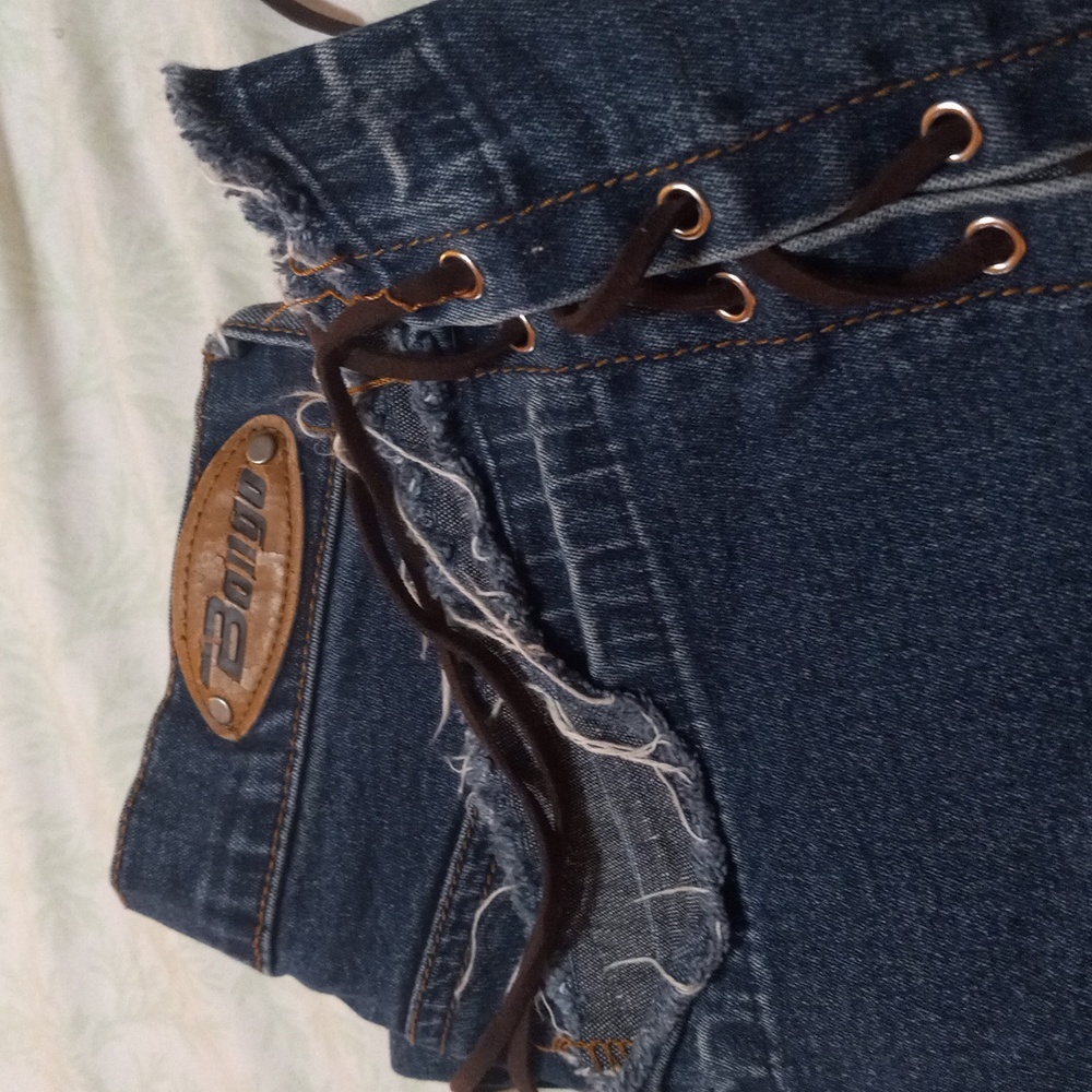 Vintage Bongo Low Rise Flare Jeans lace down both legs very good condition